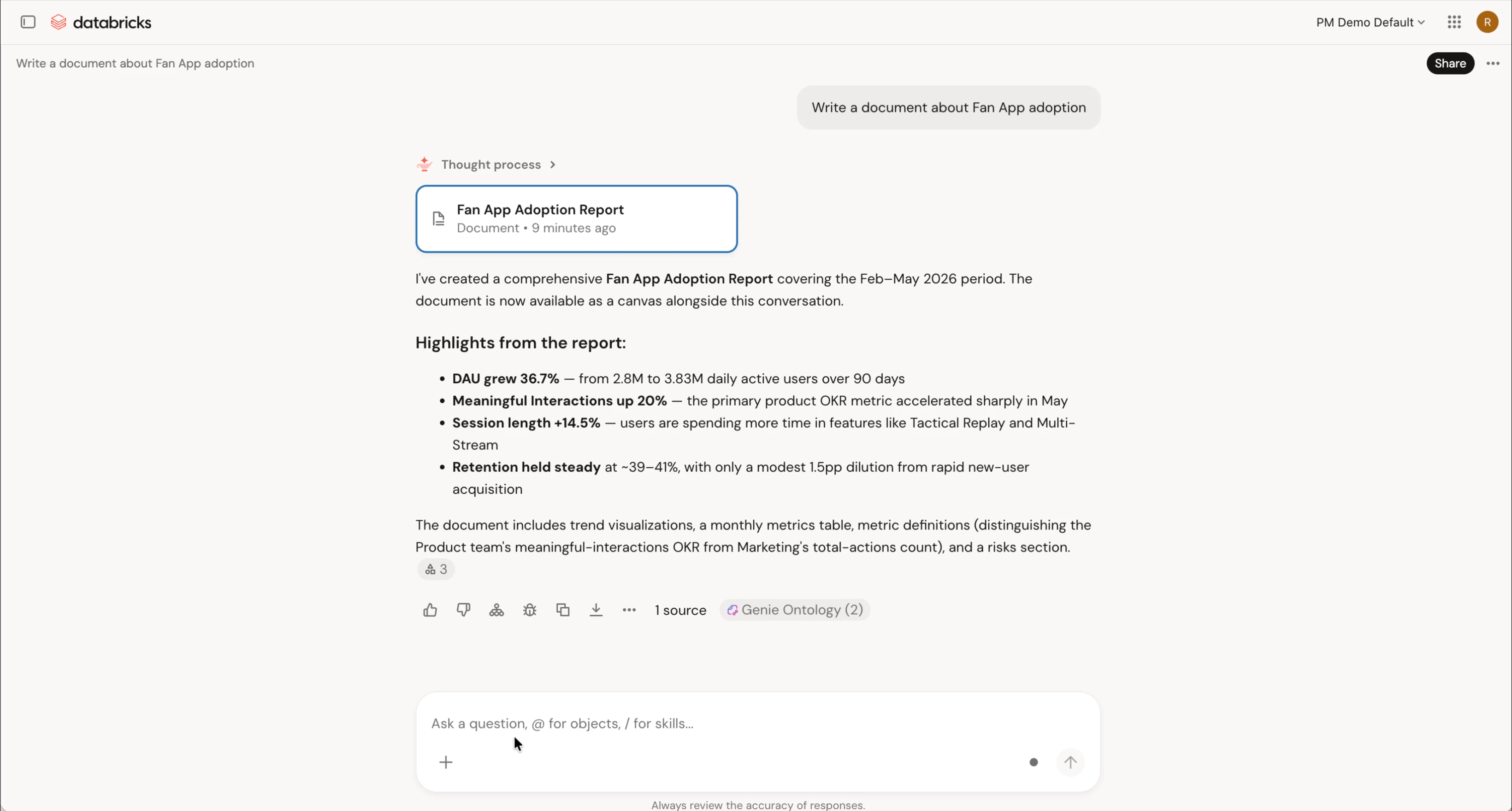 Documento editável gerado a partir de uma conversa no Genie One